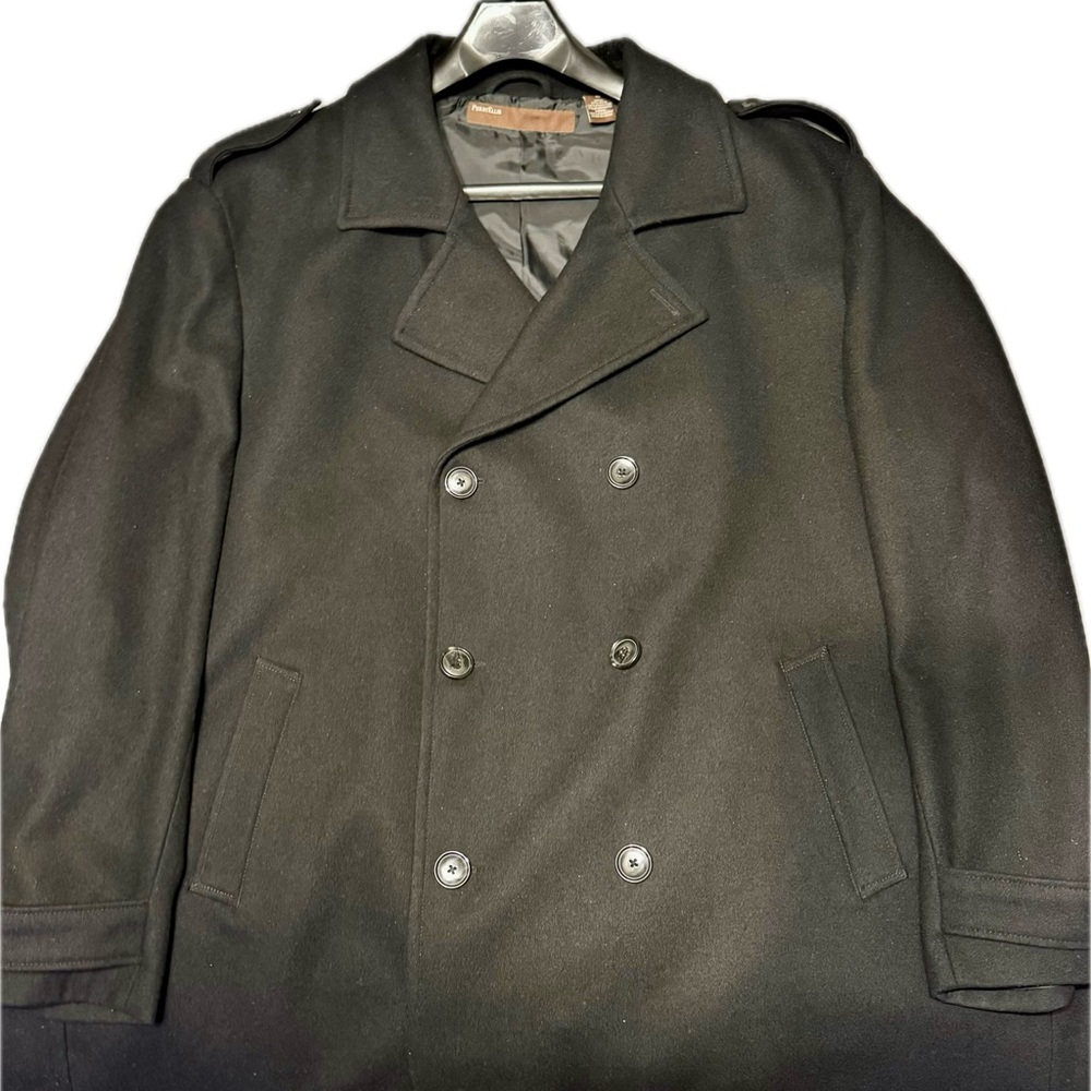 Perry Ellis Black Double-Breasted Pea Coat